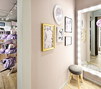 Umkleidekabine im Bodywear Shop der Firma Triumph in den Düsseldorf Arcaden